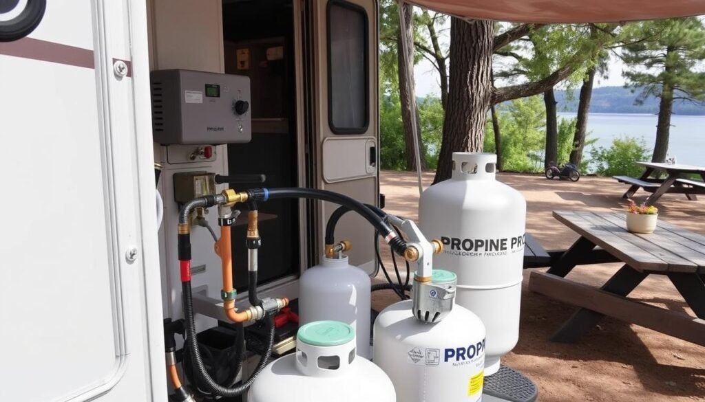 Connecting propane tanks to RV appliances